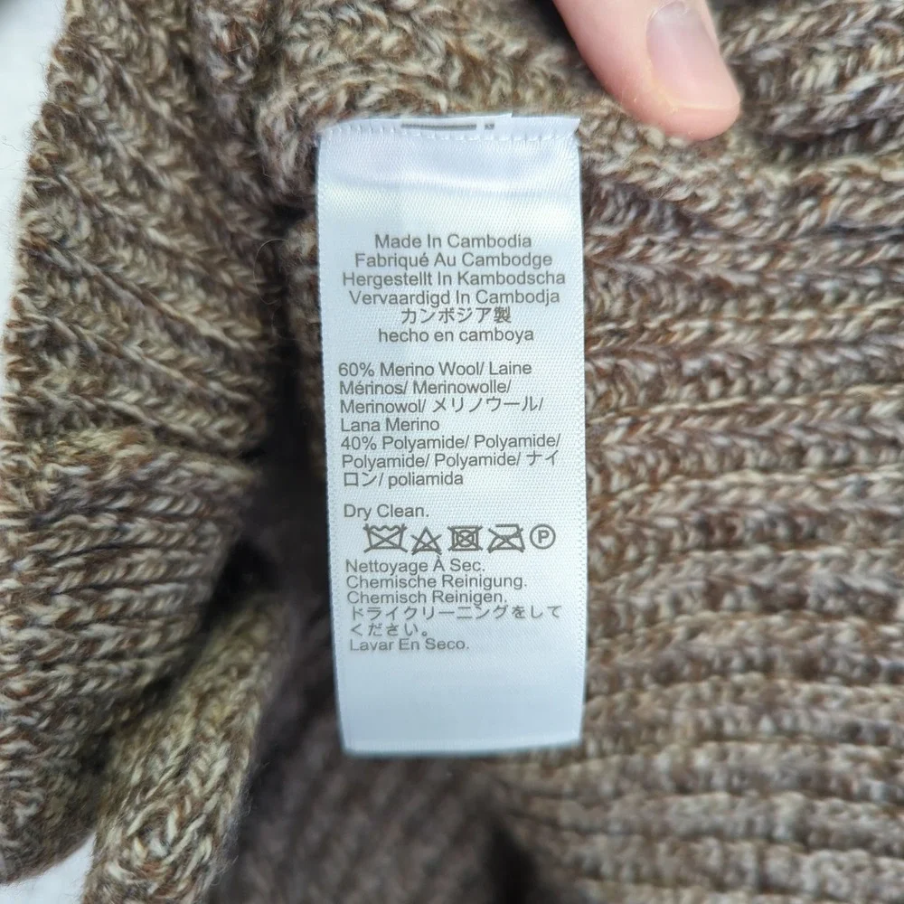 J. Crew Rugged Merino Wool Blend Shawl Collar Cardigan Sweater Men's Small Brown